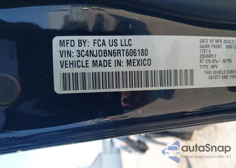 2024 Jeep Compass Latitude 4X4 из США, поврежденный, VIN 3C4NJDBN6RT606180